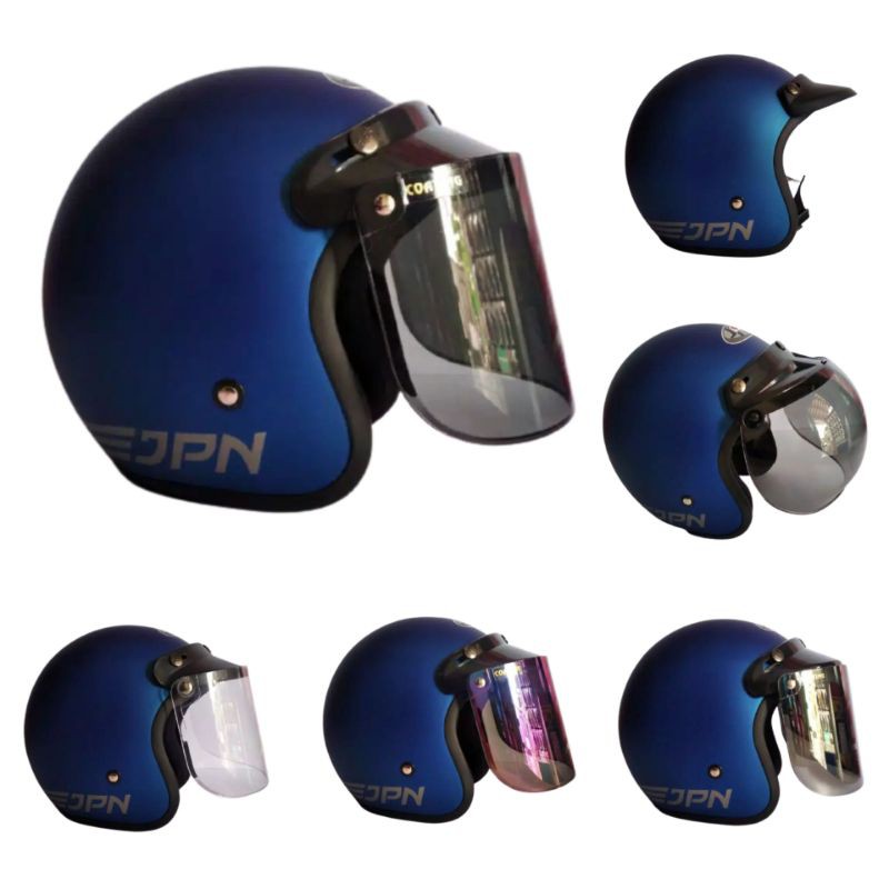 Helm bogo jpn retro klasik warna biru victory doff sni bisa cod TOKOHELMMAJALENGKA