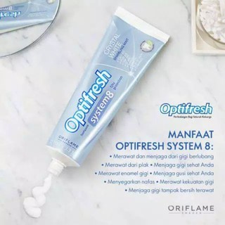 BUCIN VVIP Top Diskon Optifresh System 8 Crystal White Toothpaste - Odol Pasta Gigi Oriflame + Bonus
