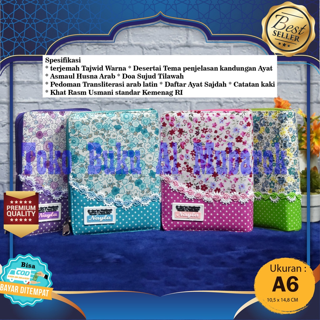 Al-Quran Muslimah Nayla A6 Resleting - Al Quran Terjemah, Alquran Kecil, Al Quran Tajwid, Al Quran T