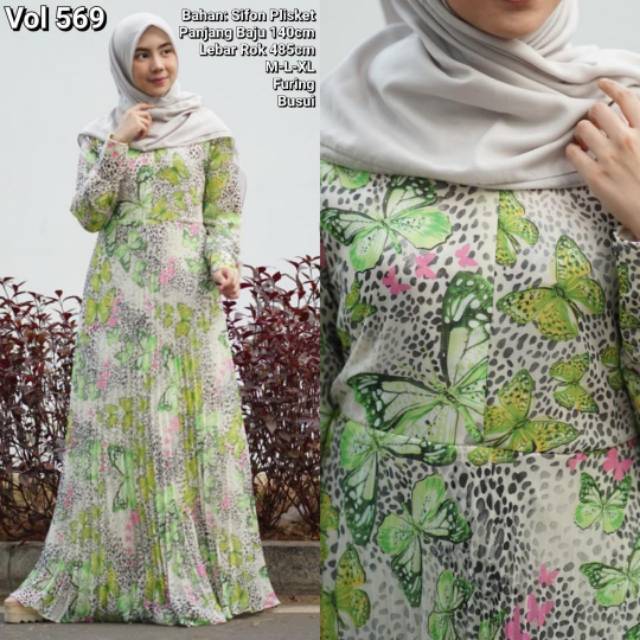 Dress sifon plisket motif realfict