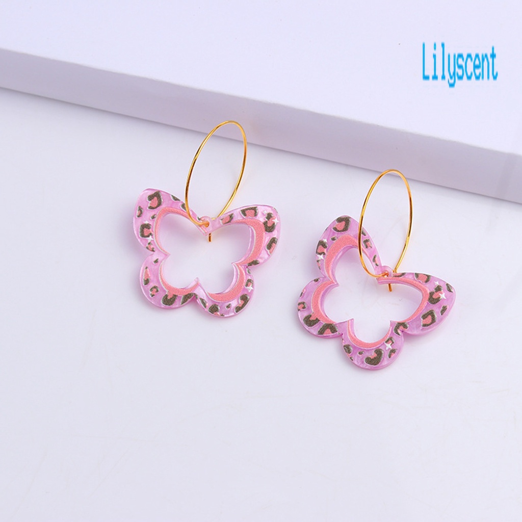 Ls 1 Pasang Anting Tusuk Gantung Wanita Desain Kupu-Kupu Hollow Vintage Warna-Warni Untuk Pesta / Liburan