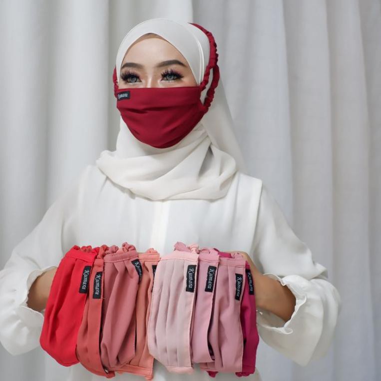 (SP ANY 16F1Ab) (BISA PILIH WARNA) KUMARA MASKER / Masker kain hijab / masker hijab serut / masker k