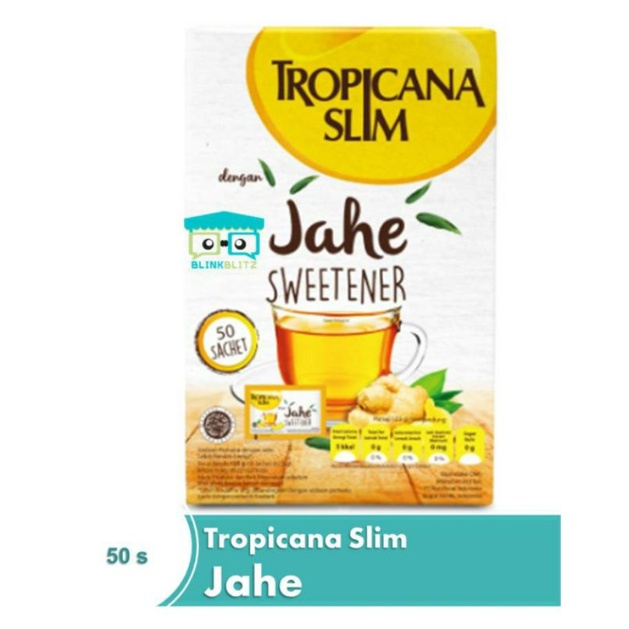 Tropicana Slim Jahe Sweetener 50 Sachet Box