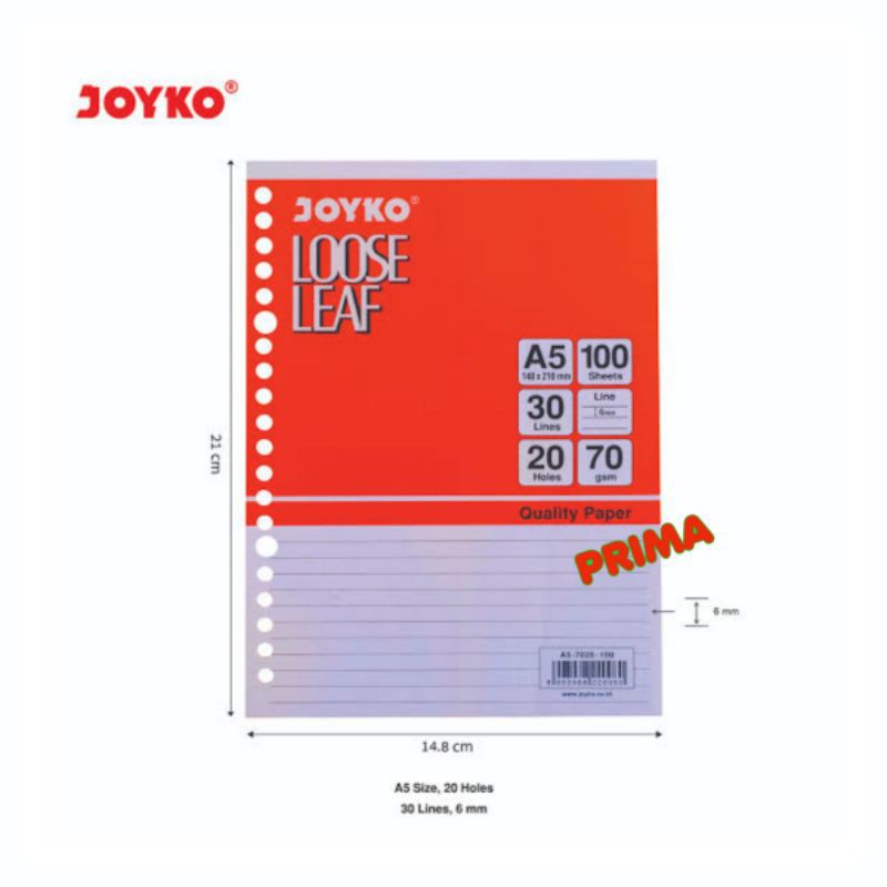 

LOOSE LEAF A5 JOYKO (GARIS) ISI 100 lembar