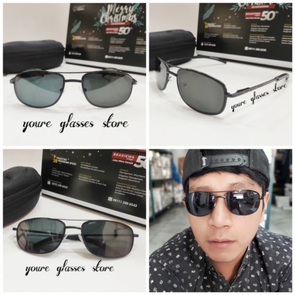 Promo sport Diskon besi kacamata full pria hitam rectangle frame