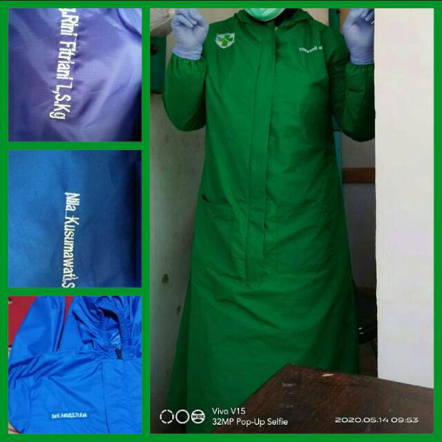 APD/gown / APD GAMIS tampil Modis. plus Bordir nama dan Logo
