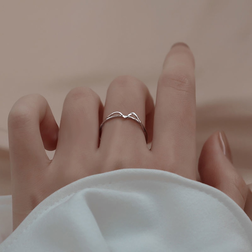 aaoottuuoo5.id Cod   1pcs Silver Color Simple Wave Twisted Line Geometric Opening Adjustable Index Finger Ring Jewelry