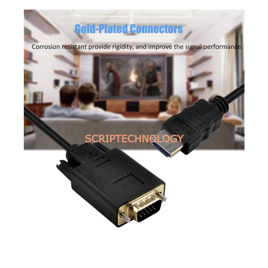 Converter HDMI To VGA 1.8M Aktif - Kabel HDTV To VGA 1.8 Meter Active