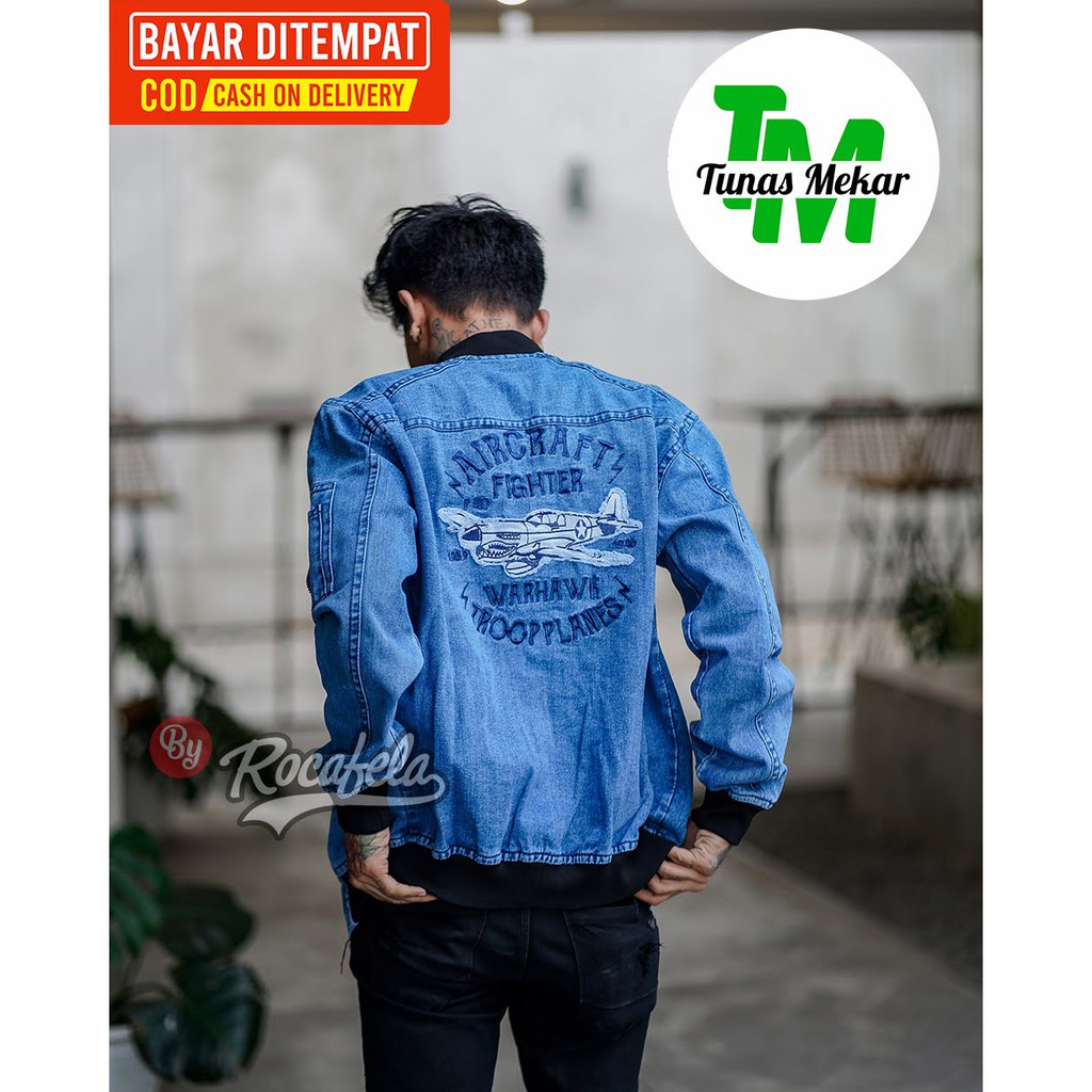 Jaket Jeans Pria Rocafela The News 100% Original ~ Jaket Jeans Bomber