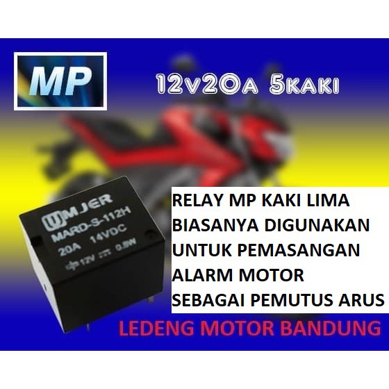 Relay MP 87a Pemutus Alarm Relai 5 Kaki Lima 12v 20a Rellay Bagus