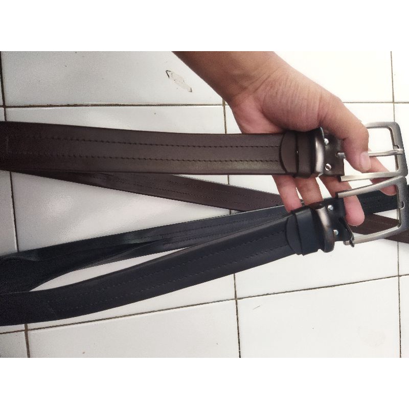 Ikat pinggang pria Gesper Belt resleting Sabuk kulit sapi asli panjang jumbo isim jimat MUrah 150 cm