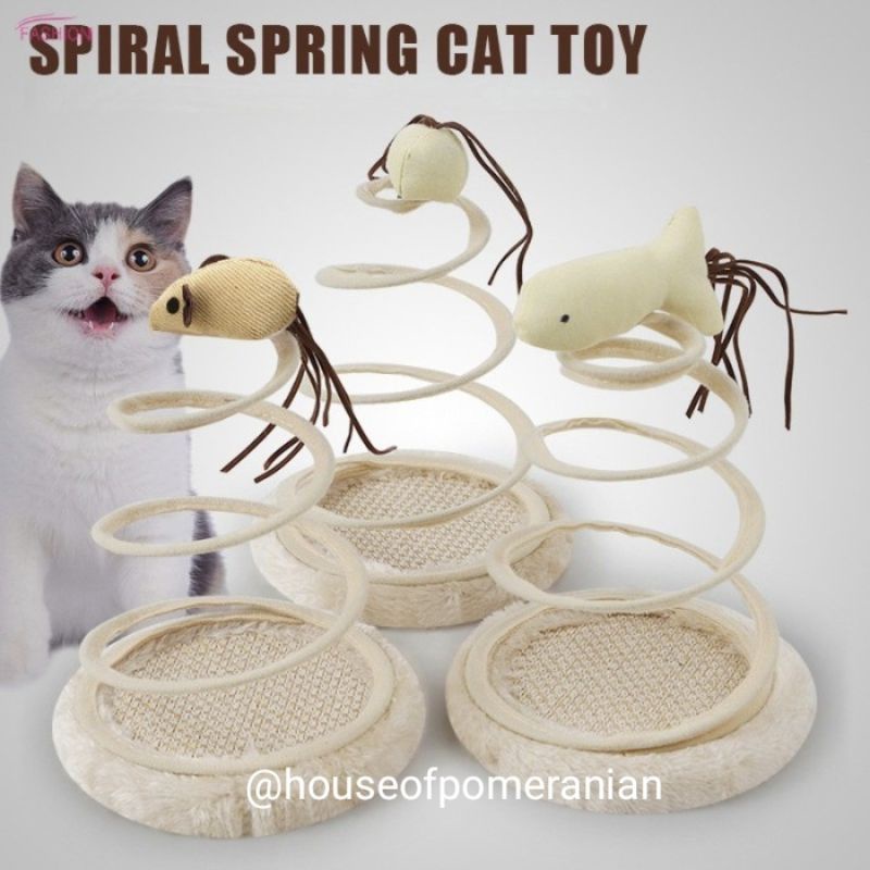mainan kucing spiral bouncing mouse cat kitten toys