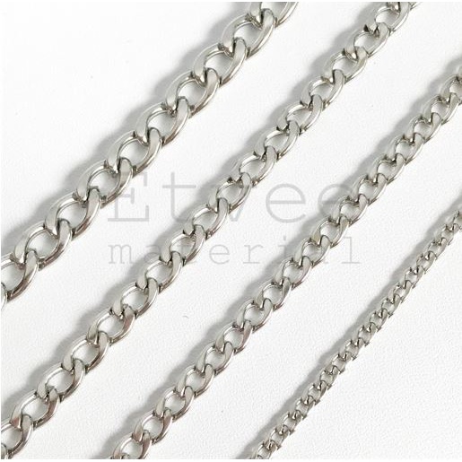 (METERAN) NK 1:1 rantai curb figaro rantai titanium stainless steel rantai kalung gelang tas anti ka