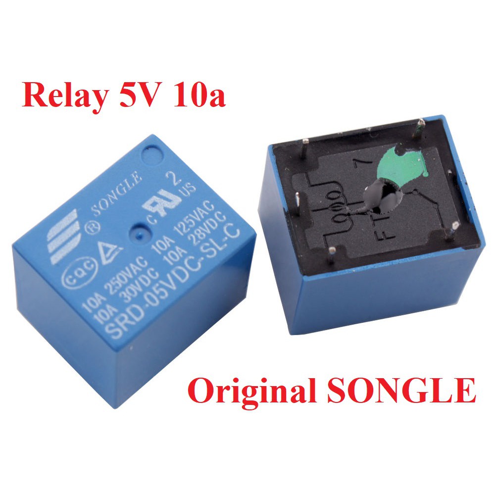 Relay 5V 10A Original Songle SRD-05VDC-SL-C 5 kaki PCB DC