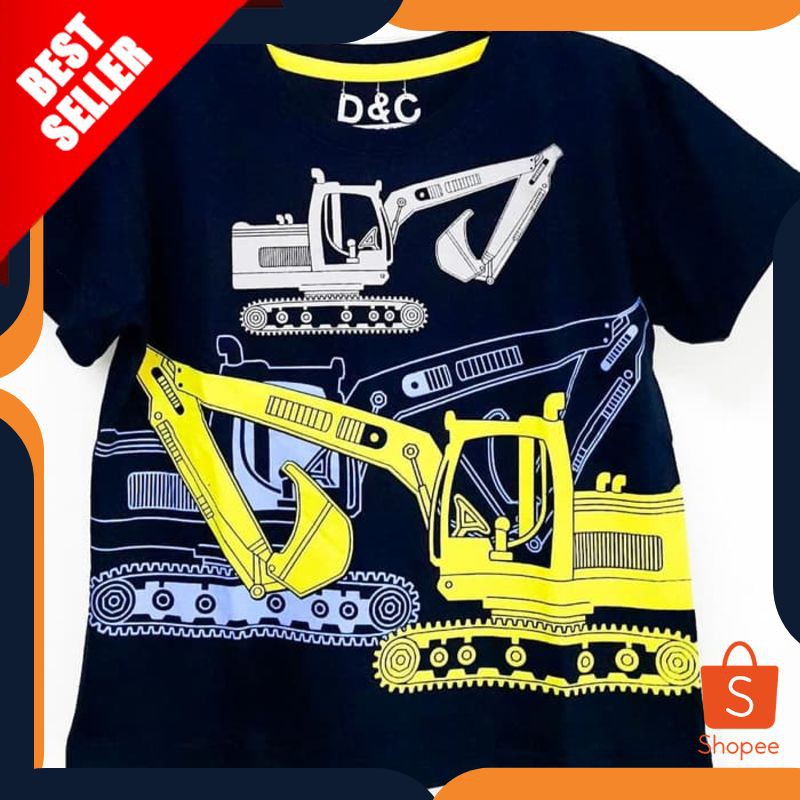 TERMURAH KAOS ANAK  EXCAVATOR HITAM BECO | KAOS ANAK GAMBAR ALAT BERAT ORIGINAL