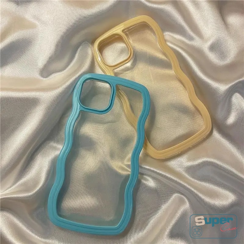 Simple Case OPPO A17 A95 A15 A96 A16K A78 A17K A55 A16 A57 Reno8T A54S A12 A74 A76 A54 A5s A3s A12E A7 A16E A53 A5 A9 A31 A52 A11K Macaron Warna Permen Bening Lembut Bergelombang Edge Case