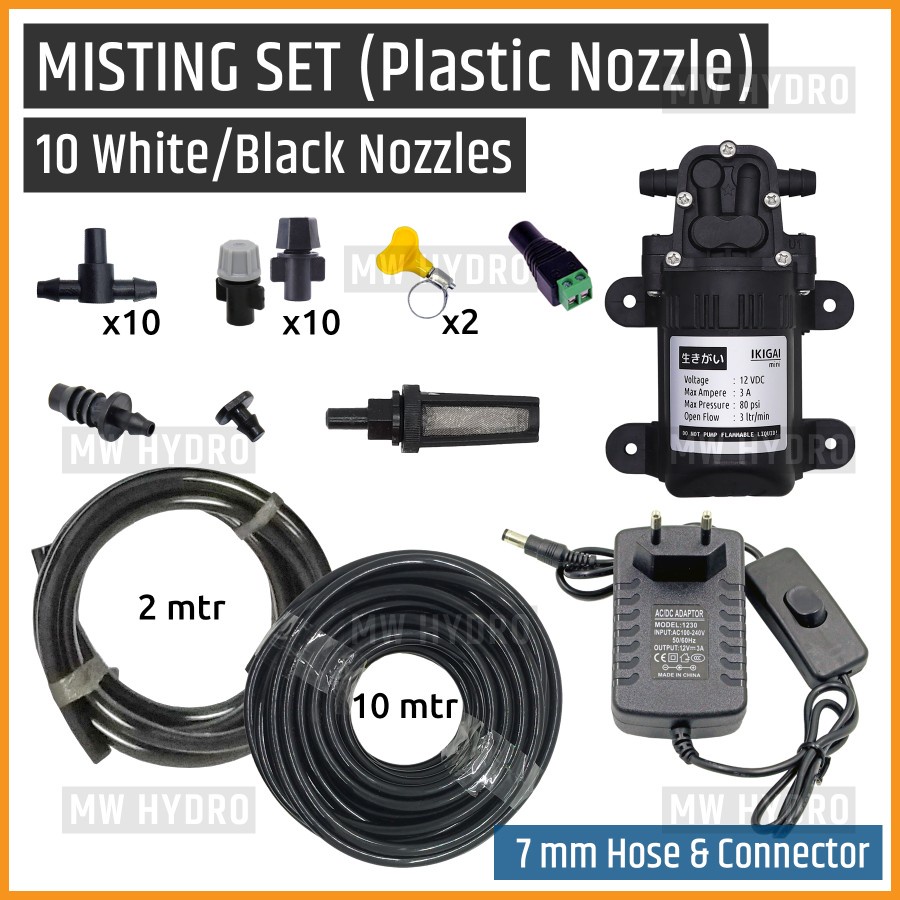 Paket Misting / Micro Sprayer 10 Nozzle (Plastik), Selang 7 mm