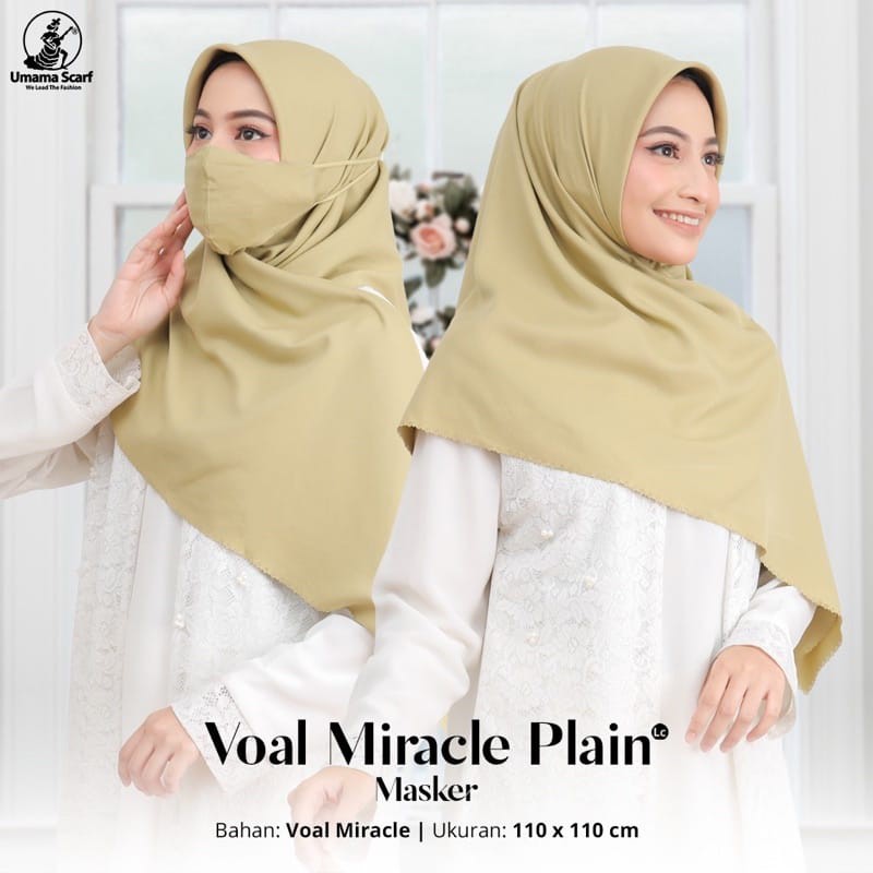 Hijab Segiempat Basic Voal Miracle Polos Kerudung Segiempat Basic Voal Miracle Umama set Masker Pasar Hija'b