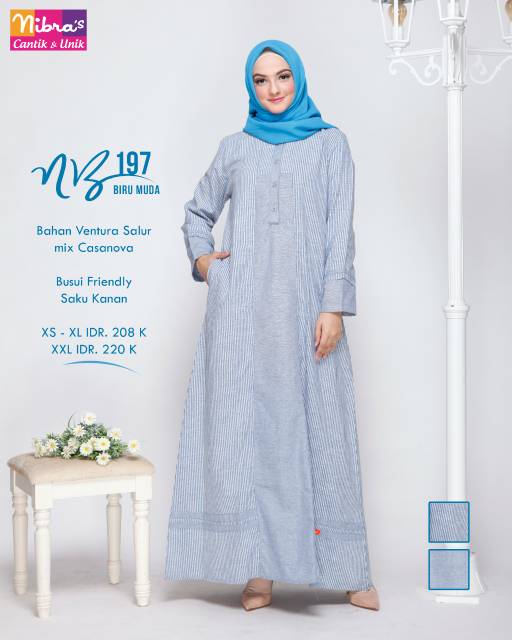 Ready GAMIS NIBRAS NB 197 / NB 197 BIRU MUDA / NB 197 COKLAT / GAMIS BUSUI
