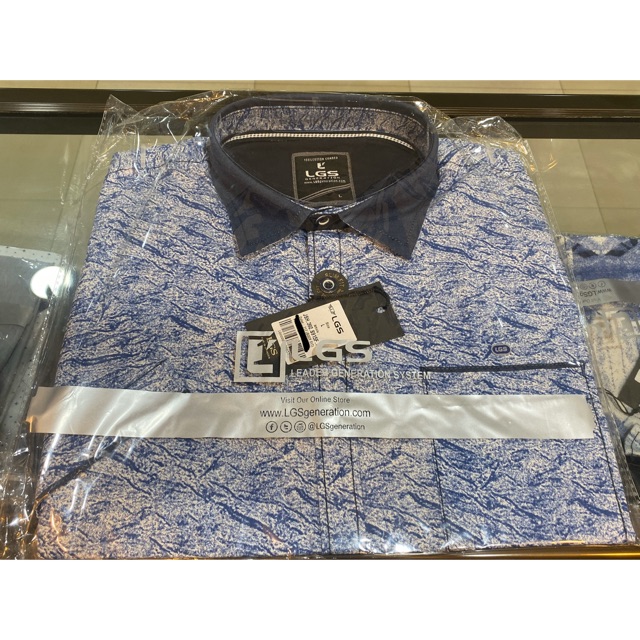 KEMEJA CASUAL LGS JOHNWIN BIRU MOTIF