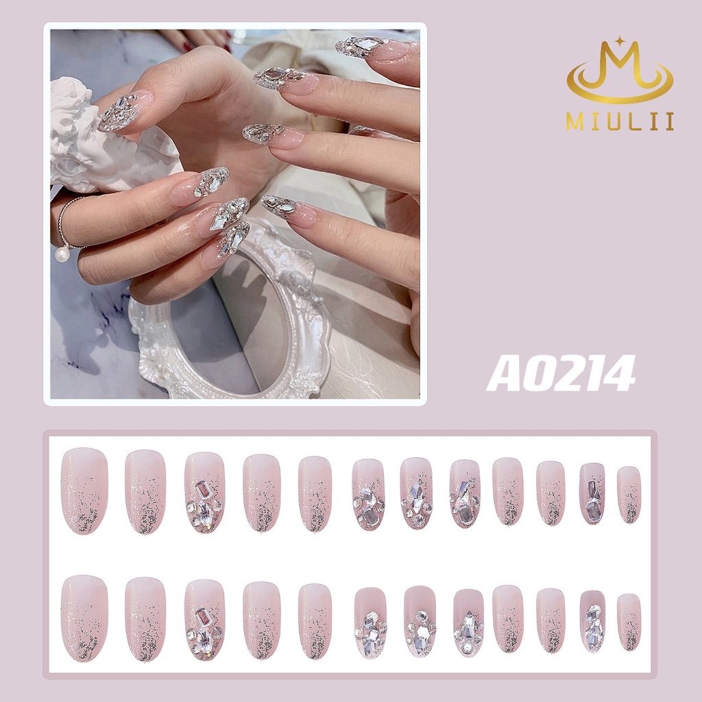 MIULII / KUKU PALSU PANJANG Dazzling Galaxy A0214  / 24PCS / 3D / NAIL ART / PREMIUM / CUTE / TRANSPARAN / FREE LEM JELLY / KUTEK