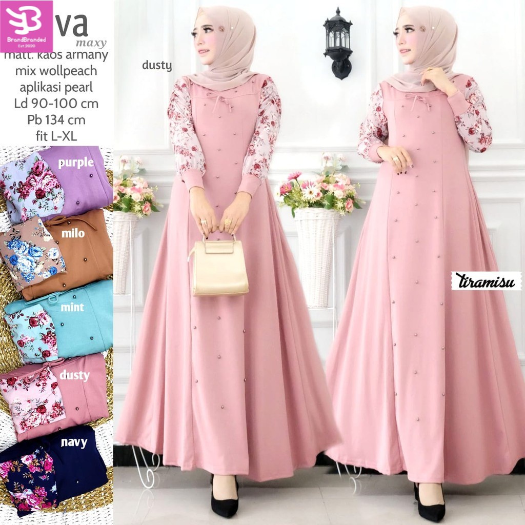 [COD] Dress gamis wanita Iluva cantik mewah kekinian terbaru. Maxy premium halus adem Tiramisu