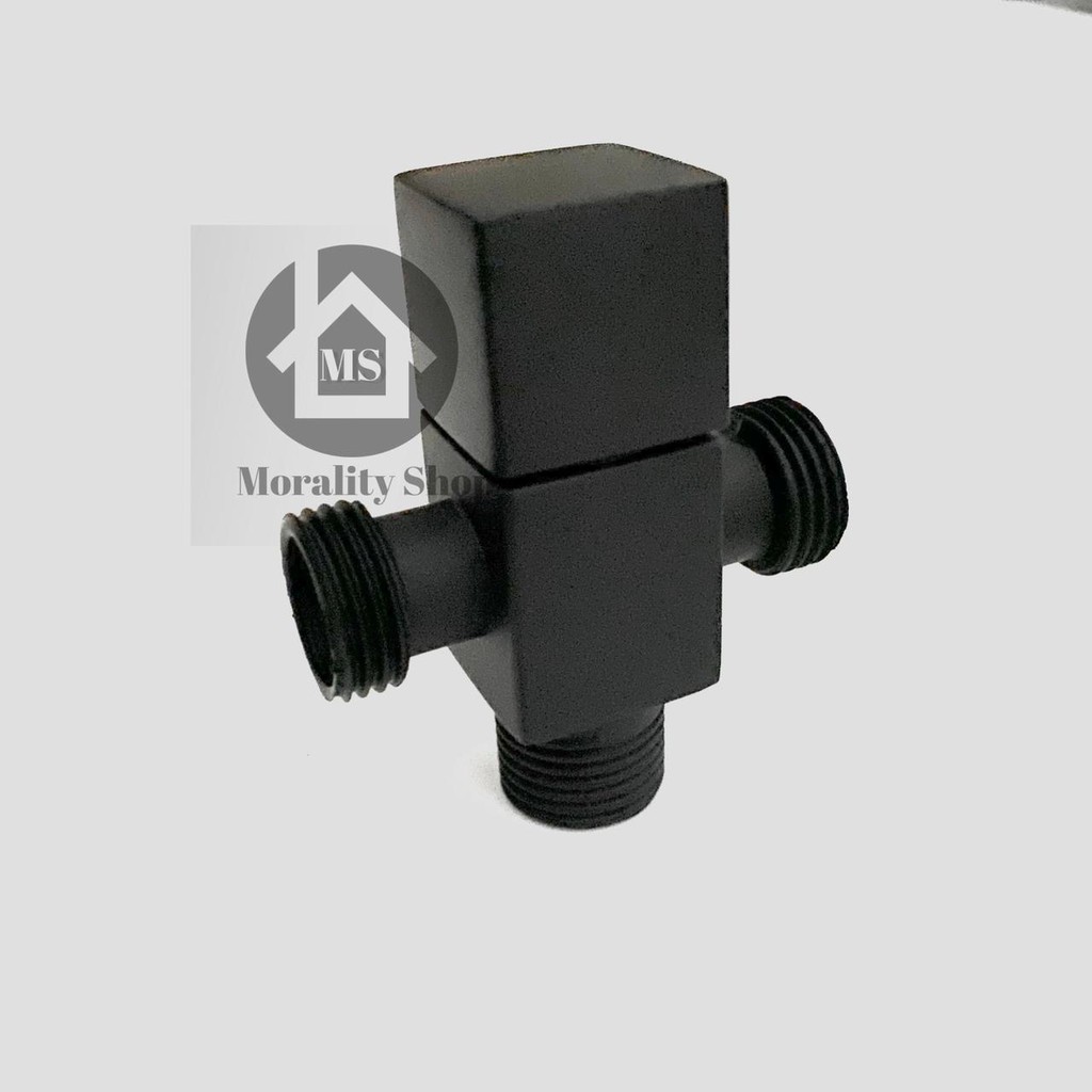 Stop kran cabang HITAM kotak Mini 60302BL-keran air tee shower double kloset valve black closet R36