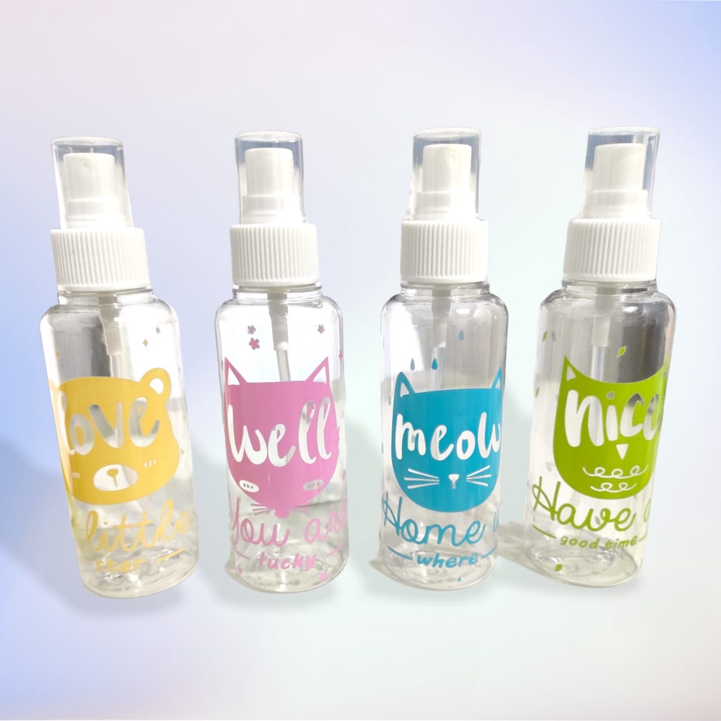 BOTOL KARAKTER Spray 100ML plastik tutup putih Warna/Bening