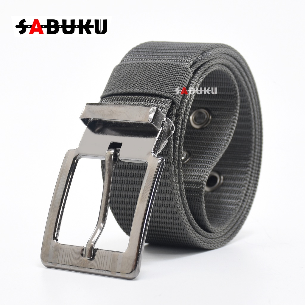 Ikat Pinggang Pria Canvas Sabuk Canvas Model Tusuk Kepala Stainles Nylon Kanvas Belt Gesper Pria - 245