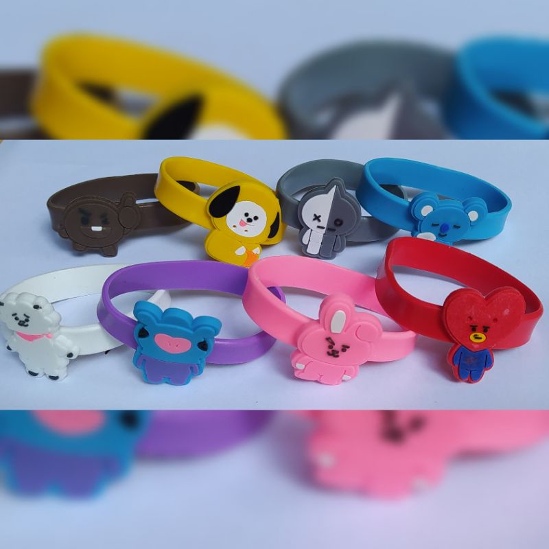 12pcs Gelang Karet Bts Bt21 Untuk Anak Mix Random