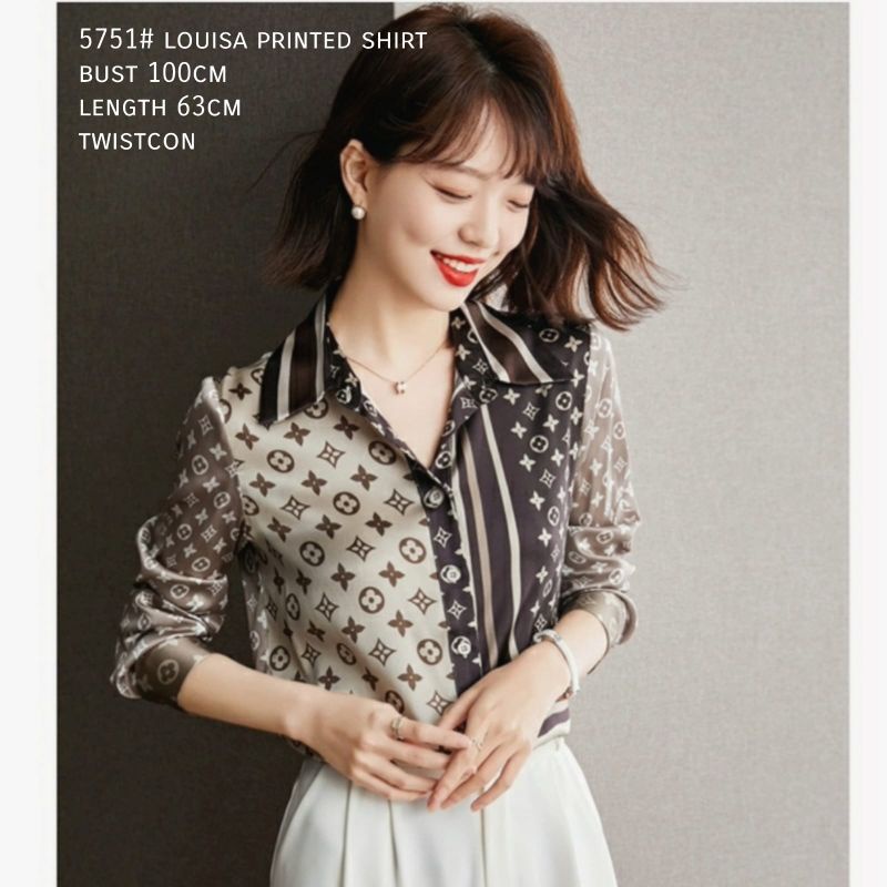 MDLV ~ 5751# Louisa Printed Shirt Kemeja ELVI Kemeja Premium Kemeja Korean style Kemeja Import Kemeja Lengan Panjang Fashion Import