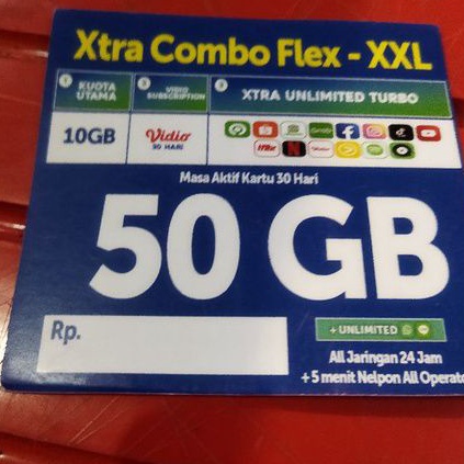 KARTU PERDANA XL COMBO FLEX 50.GB UNLIMITED