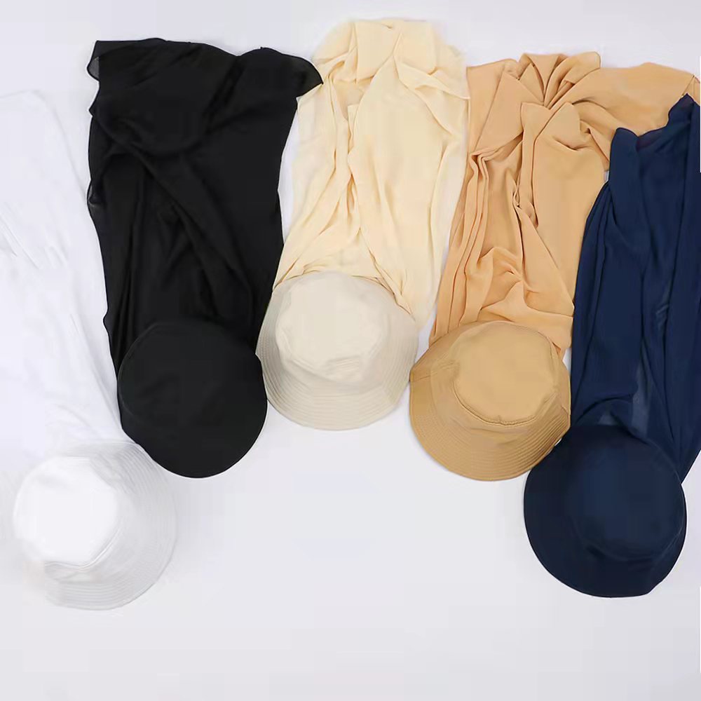 【COD】Muslim Fashion Hijab  Sifon Topi Sorban Fisherman Hat Set Hoods/Fisherman Hat+chiffon Scarf All-in-one