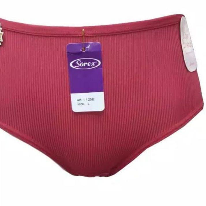 Siap Kirim 6pc - GROSIR CD SOREX 1258 BAHAN LICIN - CELANA DALAM WANITA MOTIF SALUR LUSINAN [KODE BA