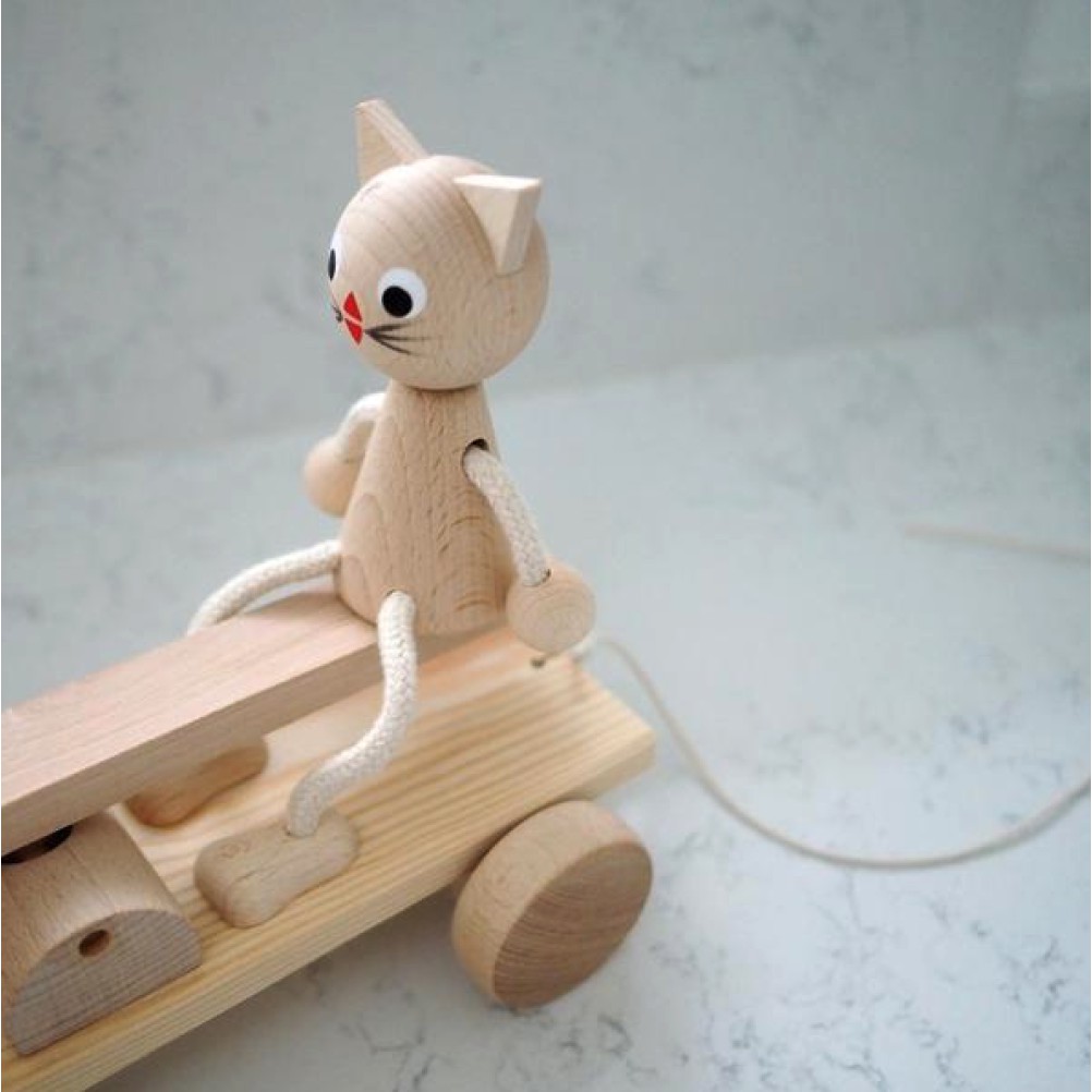 Sarah and Bendrix Cat Dog Wooden Pull along See Saw - Toy Mainan Anak Kayu Tarik Lucu Animal Edukasi