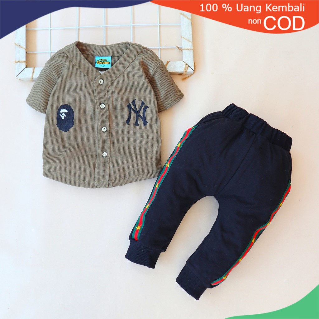 Bababolt SaintQueen Motif Baseball NY 02 / Setelan Baju Bayi 3 bulan - 4 Tahun Setelan Anak Laki-lak