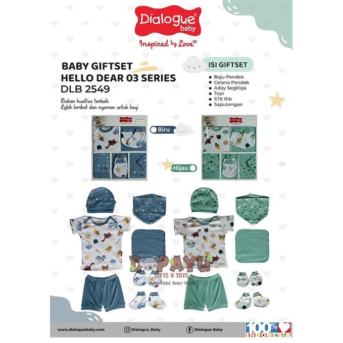 SET BAJU BAYI DIALOGUE BABY GIFT SET HELLO DEAR 03 DLB2549