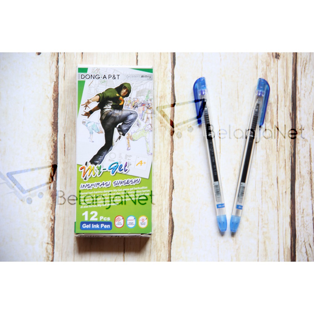 Pen Gel Dong-A P&amp;T My Gel 0.5mm HITAM/BIRU/MERAH/CAMPUR MIX 12 WARNA [1 LUSIN]