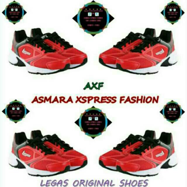 League Original Legas Neptune 2 LA Sepatu Lari - High Risk Red White Black