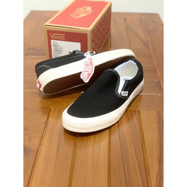 READY SEPATU VANS SLIP ON BW OG DOUBLE POXING PREMIUM CHINA BNIB