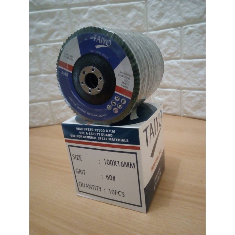 Taiyo mata gerinda amplas susun 4" flapdisk amplas susun slepan amplas 10pcs