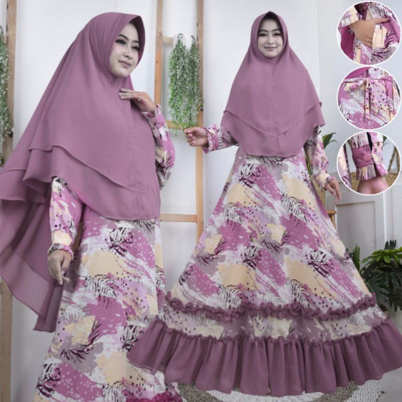 diana maxi  monalisa premium mic seruty bebydoll set khimar ceruty bebydoll 2 layer / gamis rempel modern