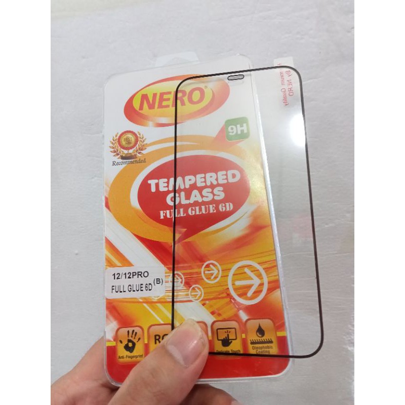 IPHONE 12 12 PRO TEMPERED GLASS NERO FULL COVER FULL GLUE