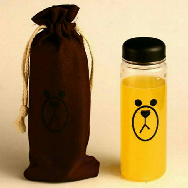 Botol Minum Plastik Bening + Pouch Line Character Browny<br />& Sally 500ml Bpa Free