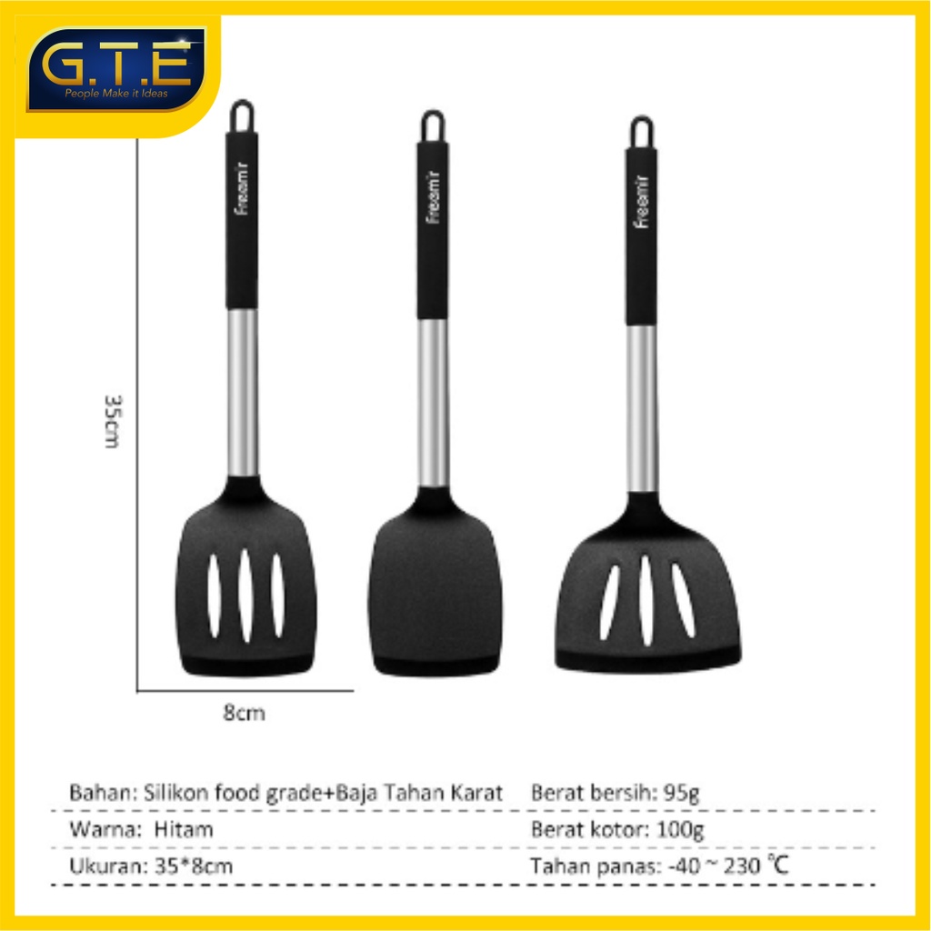 GTE | Kitchen Ware Spatula berbahan silikon food grade yang aman digunakan untuk memasak tidak mudah Lengket /Kitchenware spatula SET