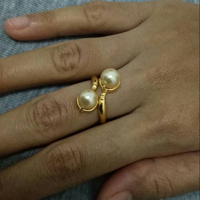 Cincin mutiara shell gold silih asih lapis emas 24k