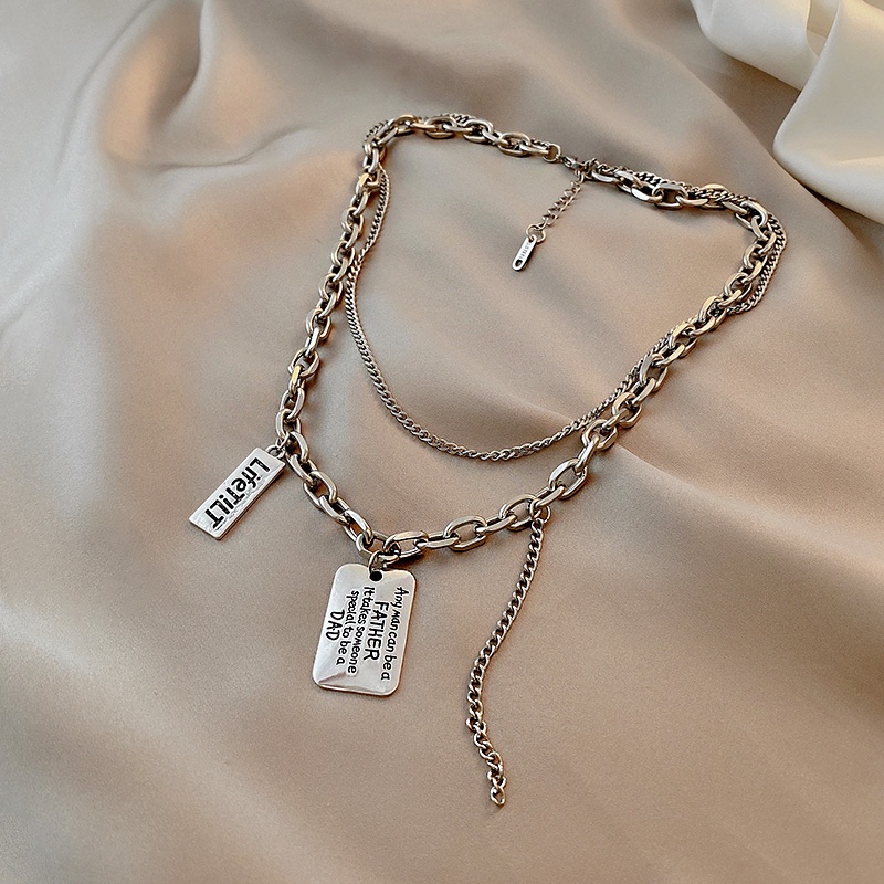 Kalung Rantai Liontin Tag Tulisan Gaya Korea Untuk Aksesoris