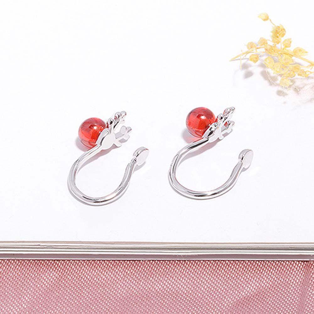 Mxbeauty Anting Klip Bentuk Rusa Aksen Mutiara Warna Silver Gaya Korea Untuk Wanita