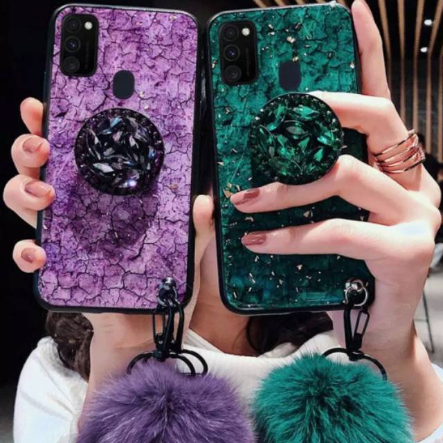 Case marmer bling foil emas samsung m21,m30s,a70s,a70,a30,a20,case glass pop socket+tali gantungan