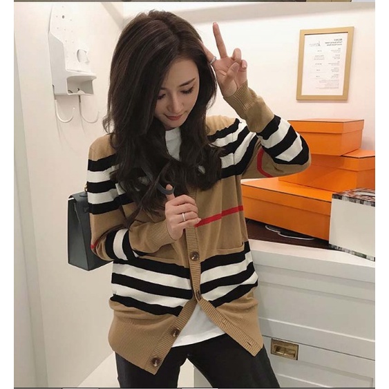 atasan RAJUT SWEATER BURBERY rajut lengan panjang fashion korea style wanita 4905# IMPORT